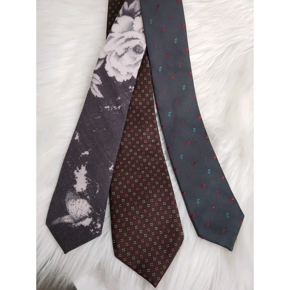 Skinny LOT OF 3 Original Penguin Neckties SILK & COTTON floral abstract - Picture 1 of 8